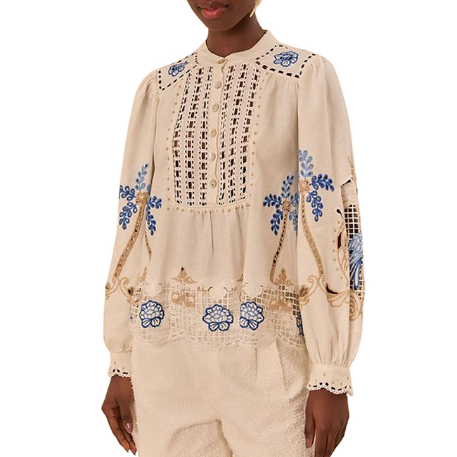 Product FARM RIO ROMANTIC RICHILIEU OFF-WHITE BLOUSE base image
