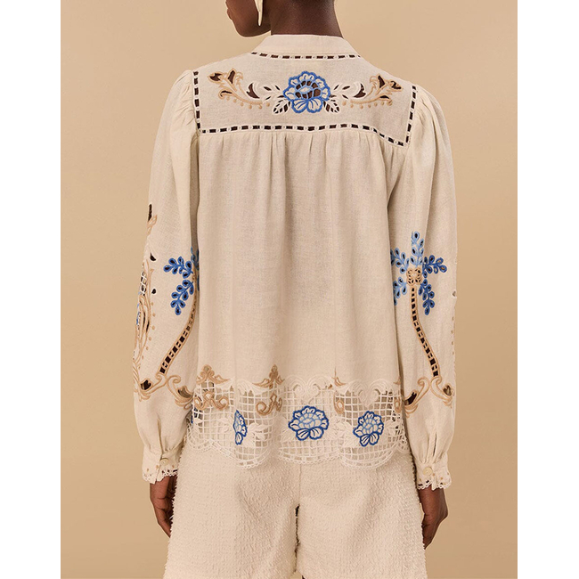 Product FARM RIO ROMANTIC RICHILIEU OFF-WHITE BLOUSE base image