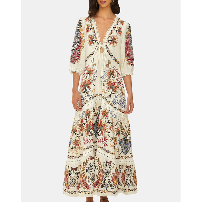 Product FARM RIO BOHO GLAM OFF-WHITE MAXI DRESS base image