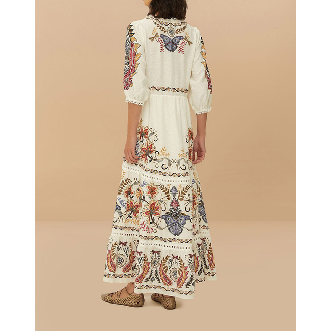 Product FARM RIO BOHO GLAM OFF-WHITE MAXI DRESS base image