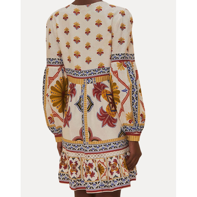 Product FARM RIO MARYS TILES OFF-WHITE MINI DRESS base image