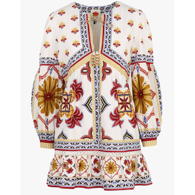 Product FARM RIO MARYS TILES OFF-WHITE MINI DRESS base image
