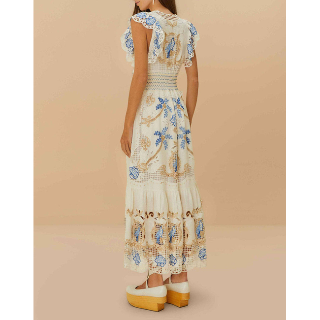 Product FARM RIO ROMANTIC RICHELIEU OFF-WHITE MAXI DRESS base image
