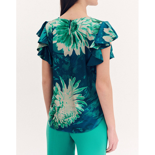 Product FOREL Floral satin SHIRT with ruffles base image