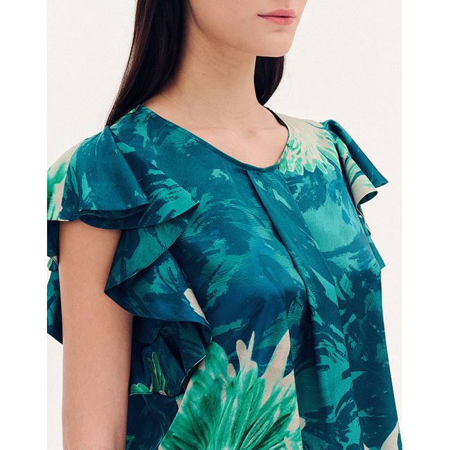 Product FOREL Floral satin SHIRT with ruffles base image