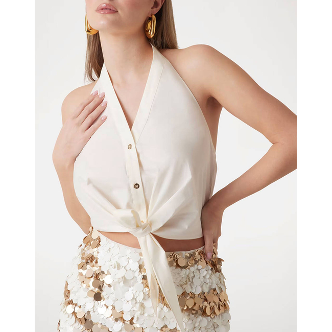 Product GUESS MARCIANO PAT KNOT TOP - LIGHT STR COTTON POPELIN 110 ΠΟΥΚΑΜΙΣΟ ΓΥΝΑΙΚΕΙΟ base image