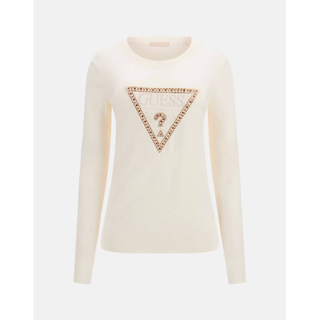 Product GUESS IVORY TRIANGLE LOGO RN LS SWTR ΠΛΕΚΤΟ ΓΥΝΑΙΚΕΙΟ base image
