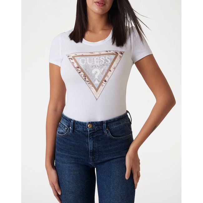Product GUESS SS CN CHEETA LOGO TRIANGLE TEE WOMEN'S T-SHIRT base image