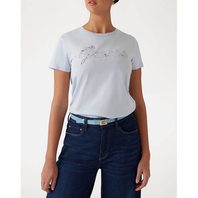 Product GUESS SS SCRIPT LACE LOGO EASY TEE WOMEN'S T-SHIRT base image