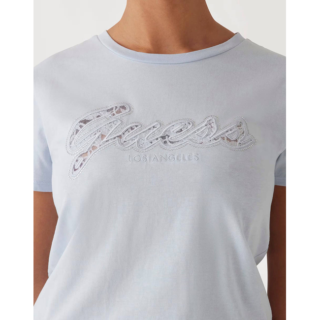 Product GUESS SS SCRIPT LACE LOGO EASY TEE WOMEN'S T-SHIRT base image