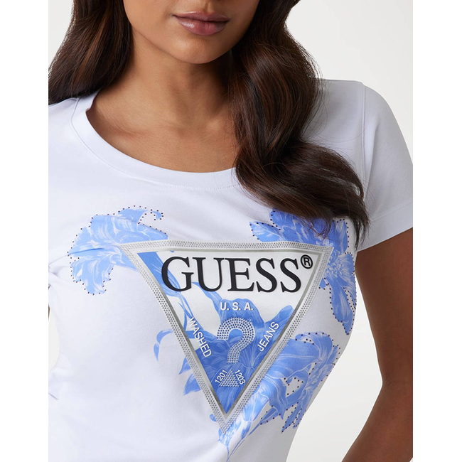 Product GUESS SS CN FLOWER TRIANGLE TEE WOMEN'S T-SHIRT base image