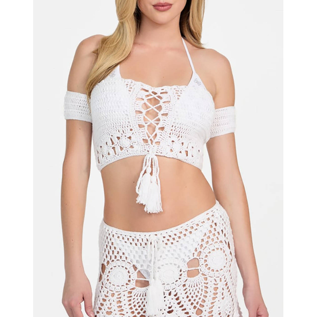 Product GUESS  CROCHET TOP - ACRYLIC CROCHET YARN ΜΠΛΟΥΖΑ W base image