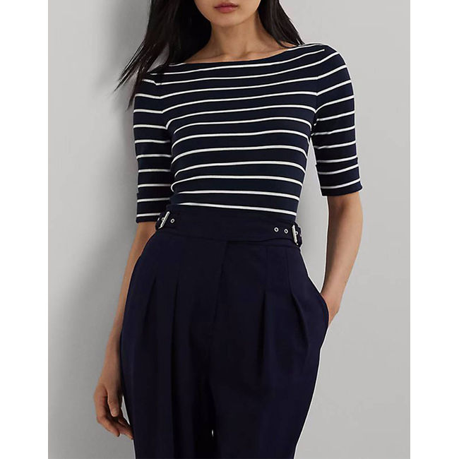 Product LAUREN RALPH LAUREN RFND STRTCH 1X1 RIB-ELB SLV BT NK TOP base image