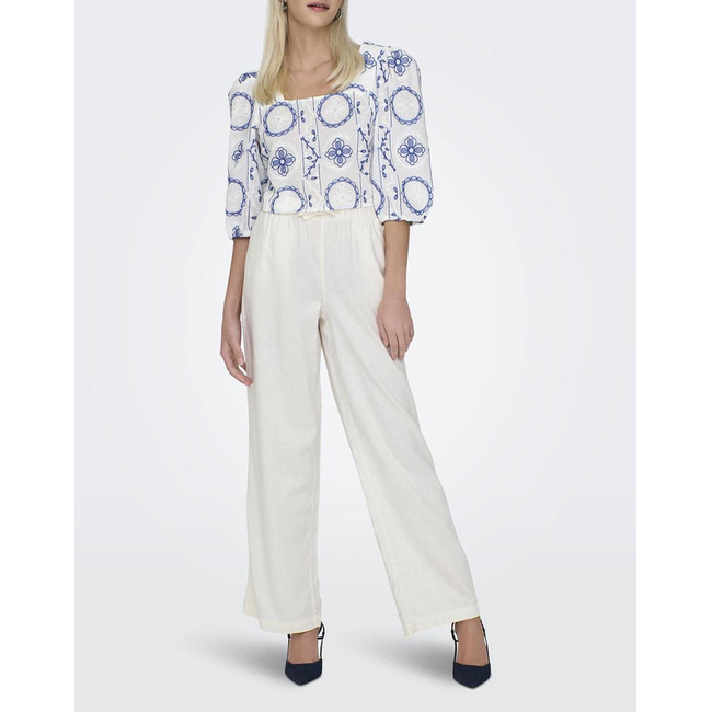 Product ONLY ONLCARO MW LINEN BL PULL-UP PANT CC PNT base image