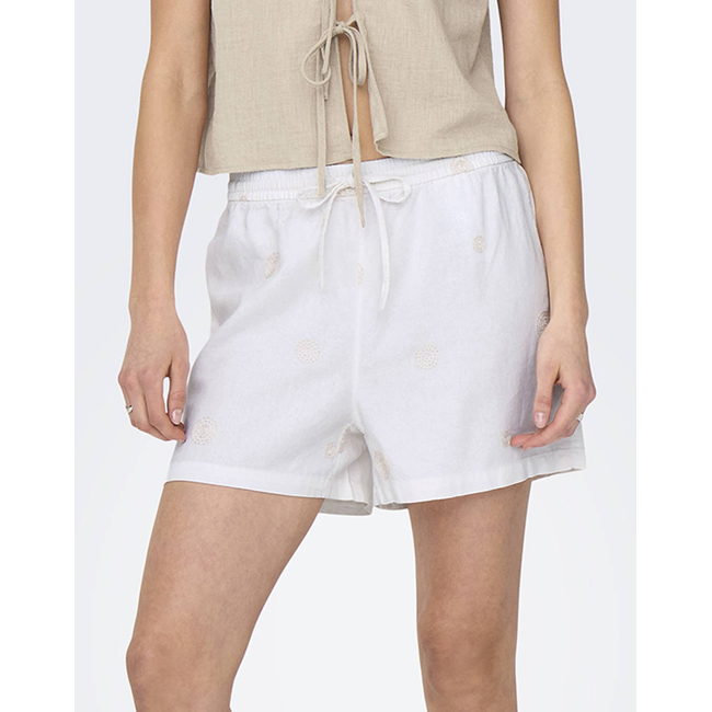 Product ONLY ONLCARO MW LINEN BL EMB SHORTS CC PNT base image