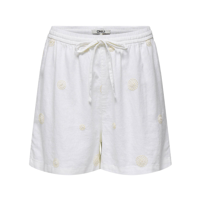 Product ONLY ONLCARO MW LINEN BL EMB SHORTS CC PNT base image