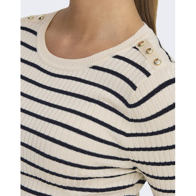 Product ONLY ONLMILA LS STRIPE BUTTON O-NECK CC KNT base image