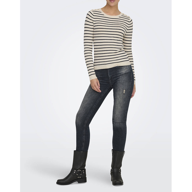 Product ONLY ONLMILA LS STRIPE BUTTON O-NECK CC KNT base image