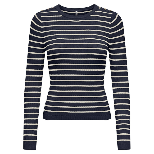 Product ONLY ONLMILA LS STRIPE BUTTON O-NECK CC KNT base image
