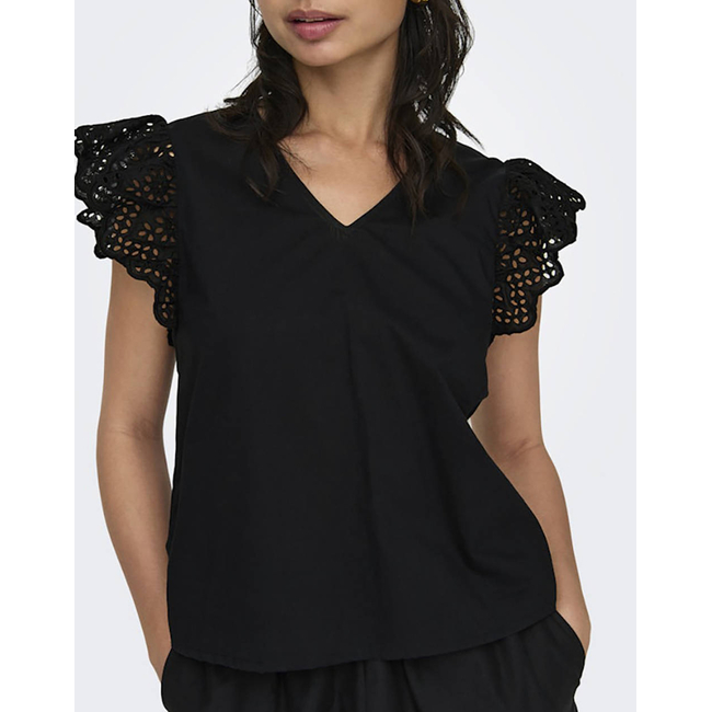 Product ONLY ONLLOU LIFE EMB S/S FRILL TOP WVN base image
