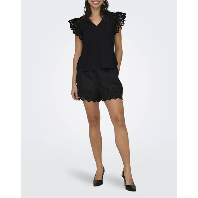 Product ONLY ONLLOU LIFE EMB S/S FRILL TOP WVN base image