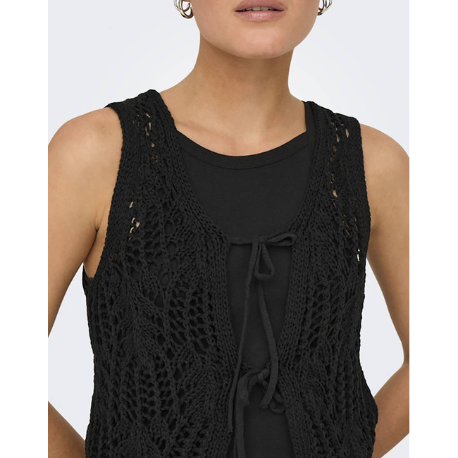 Product ONLY ONLLIZZY LIFE SL CROCHET TIE VEST KNT base image
