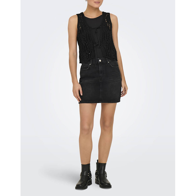 Product ONLY ONLLIZZY LIFE SL CROCHET TIE VEST KNT base image