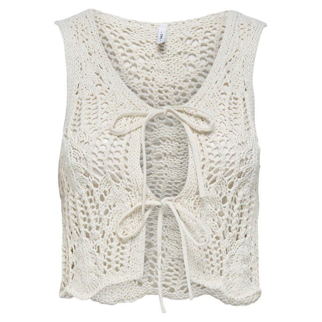 Product ONLY ONLLIZZY LIFE SL CROCHET TIE VEST KNT base image