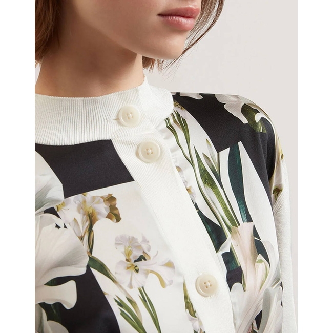 Product TED BAKER BELVIAA Printed Woven Front Cardgan base image