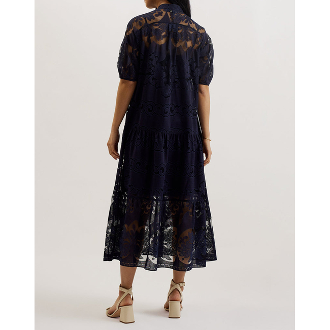 Product TED BAKER XATIVA laced midi Shirt Dress With Puff Sleeve base image