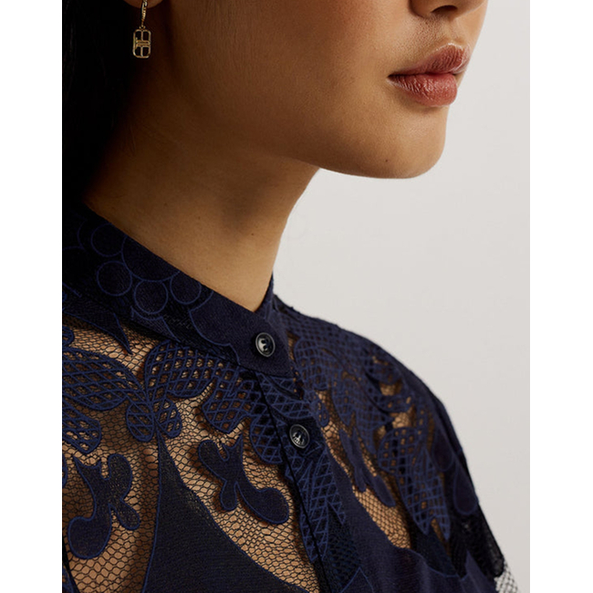 Product TED BAKER XATIVA laced midi Shirt Dress With Puff Sleeve base image