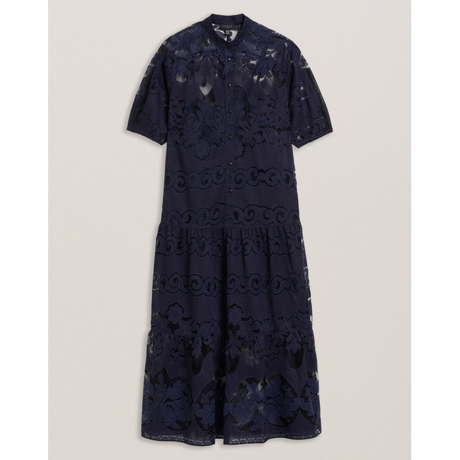 Product TED BAKER XATIVA laced midi Shirt Dress With Puff Sleeve base image