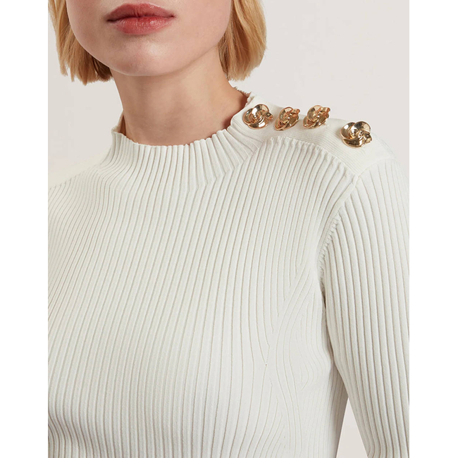 Product TED BAKER LILANO Ribbed Knit Button Detail Skater Dress base image