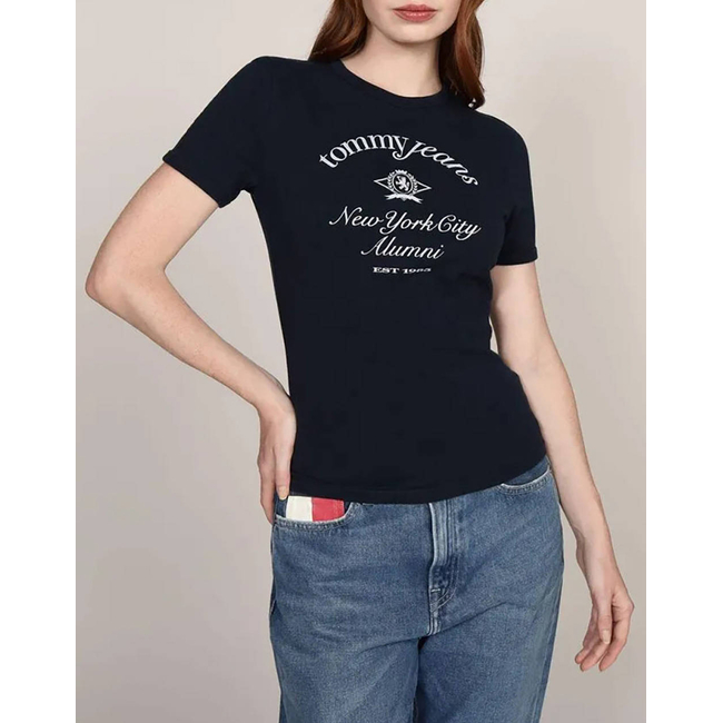 Product TOMMY JEANS TJW SLIM CREST NYC RINGER TEE base image