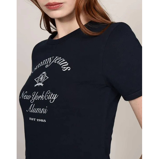 Product TOMMY JEANS TJW SLIM CREST NYC RINGER TEE base image