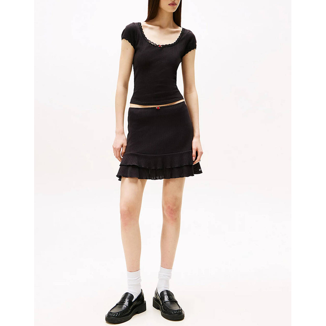 Product TOMMY JEANS TJW SLIM SH POINTELLE SS TEE EXT base image