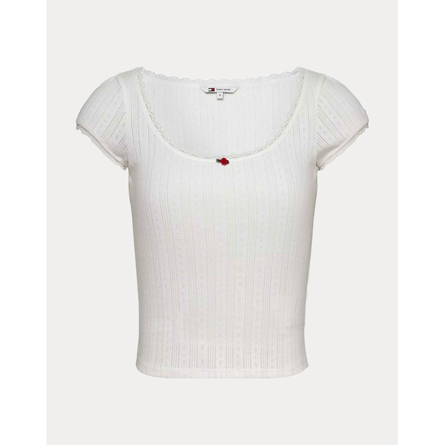 Product TOMMY JEANS TJW SLIM SH POINTELLE SS TEE EXT base image