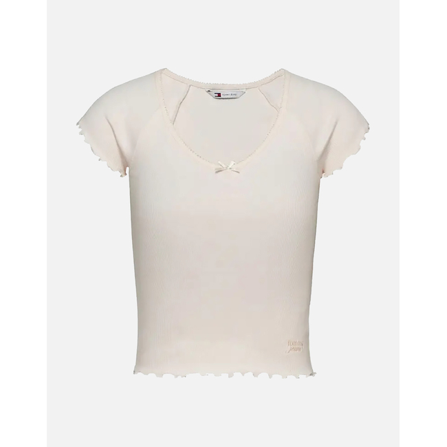 Product TOMMY JEANS TJW SLIM VNECK GMD RIB SS base image