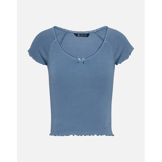 Product TOMMY JEANS TJW SLIM VNECK GMD RIB SS base image