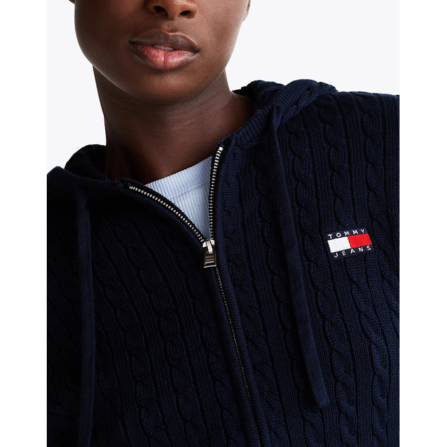 Product TOMMY JEANS TJW BADGE CABL HOOD CARDIGAN EXT base image