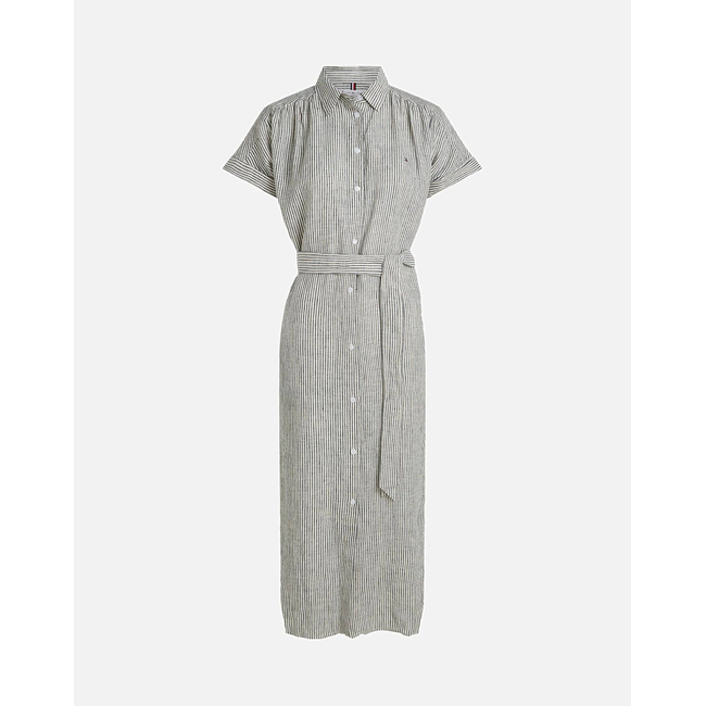 Product TOMMY HILFIGER ESS LINEN S/S MIDI SHIRT DRESS base image