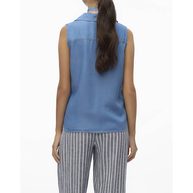 Product VERO MODA VMHARPER SL COLLAR SHORT TENCEL TOP GA base image