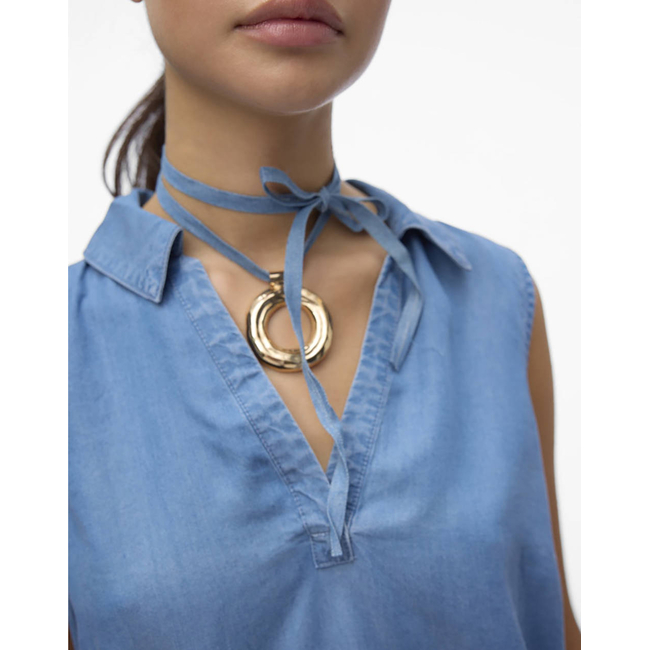 Product VERO MODA VMHARPER SL COLLAR SHORT TENCEL TOP GA base image