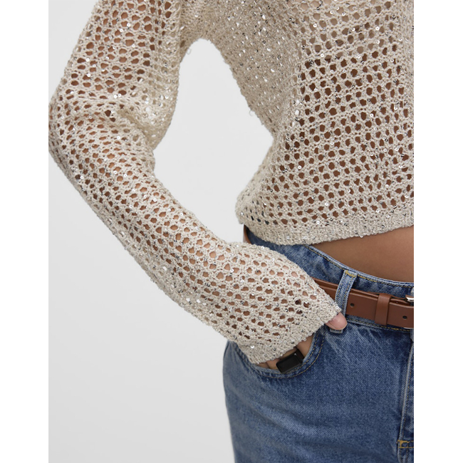 Product VERO MODA VMLEILANI GLITTER LS V-NECK SHORT CARDI base image
