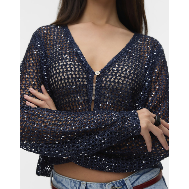 Product VERO MODA VMLEILANI GLITTER LS V-NECK SHORT CARDI base image