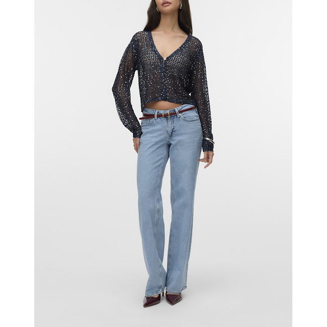 Product VERO MODA VMLEILANI GLITTER LS V-NECK SHORT CARDI base image