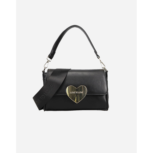 Product LOVE TO LOVE by GAI MATTIOLO LTL16 ΤΣΑΝΤΑ ΩΜΟΥ ME ΚΟΥΜΠΩΜΑ ΚΑΡΔΙΑ  BLACK base image