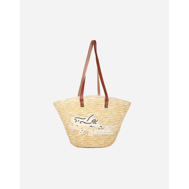 Product LES TROPEZIENNES MIL-TZ-01 ΤΣΑΝΤΑ ΘΑΛΑΣΣΗΣ ΨΑΘΑ ΜΕ ΓΡΑΜΜΑΤΑ BEIGE (Διαστάσεις: 52 x 31 x 17 εκ.) base image