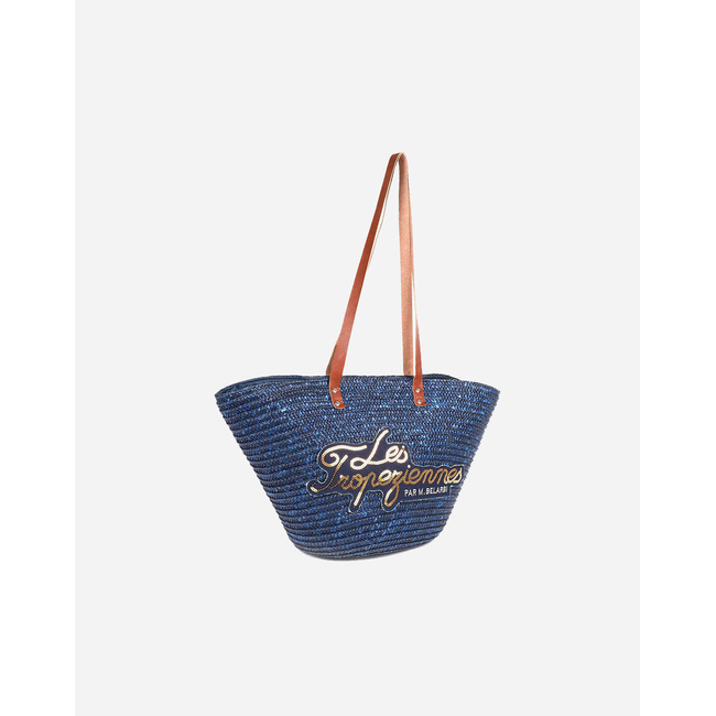 Product LES TROPEZIENNES MIL-TZ-01 ΤΣΑΝΤΑ ΘΑΛΑΣΣΗΣ ΨΑΘΑ ΜΕ ΓΡΑΜΜΑΤΑ DARK-BLUE (Διαστάσεις: 52 x 31 x 17 εκ.) base image