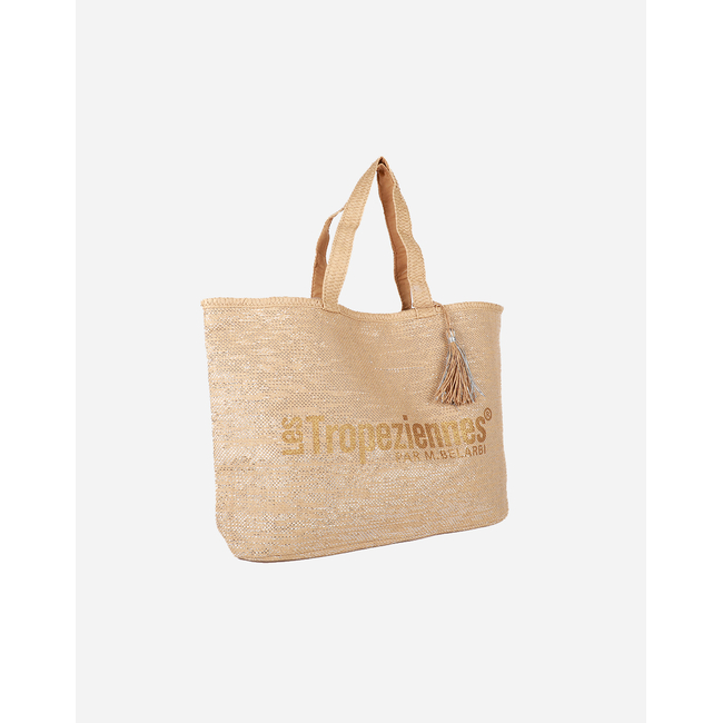 Product LES TROPEZIENNES PAN-TZ-01 ΤΣΑΝΤΑ ΘΑΛΑΣΣΗΣ ΥΦΑΣΜΑ ΜΕ ΓΡΑΜΜΑΤΑ BEIGE base image